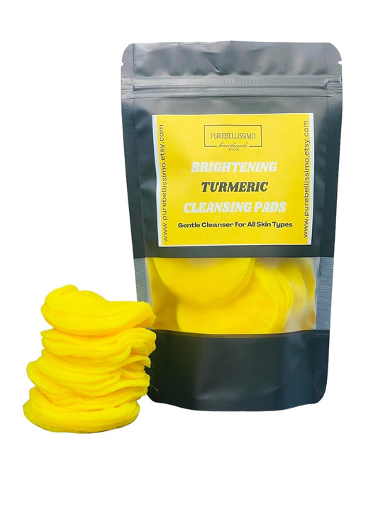 Turmeric Kojic Brightening Face Pads, Turmeric Cleansing Pads, Gentle Cleanser for All Skin Types, Dark Spots, Acne, 20Ct